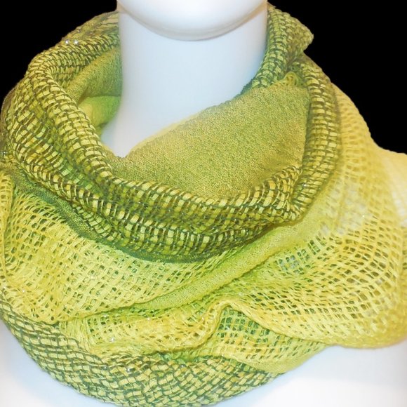Scarf Lime Green Sparkly Lurex Sheer NEW - Picture 3 of 4
